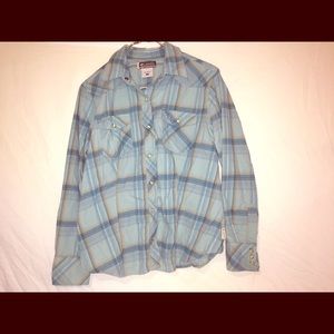 Women’s Columbia Blue/Brown Plaid Snap-Up
